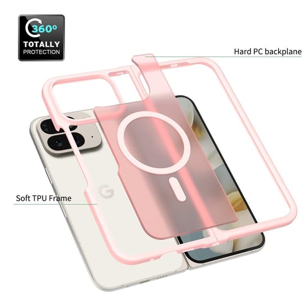Google Pixel 10 Pro Fold Skal MagSafe Hybrid Skin Touch Rosa