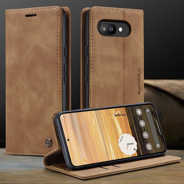 CASEME Google Pixel 9a Fodral Flip Retro Läder Brun