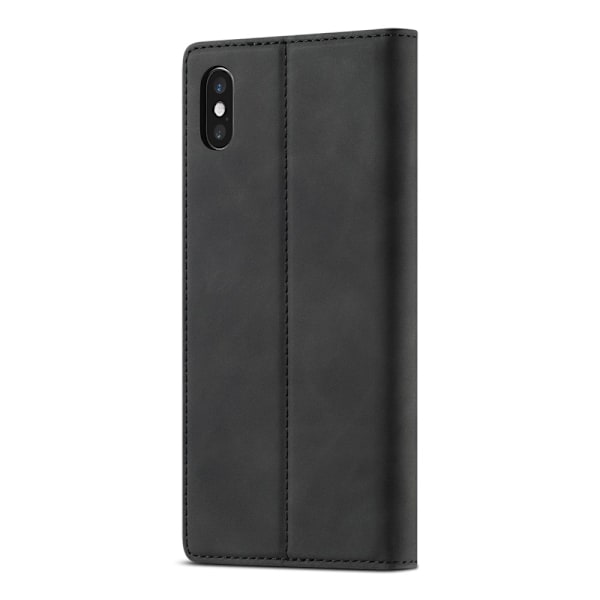 iPhone X/Xs - LC.IMEEKE Läder Flip Fodral - Svart Black Svart