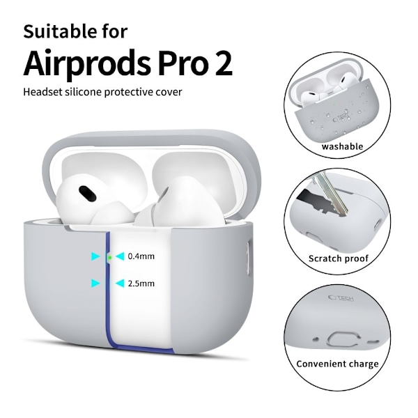 Tech-Protect AirPods Pro 1/2 Skal Silikon Crayon Grey