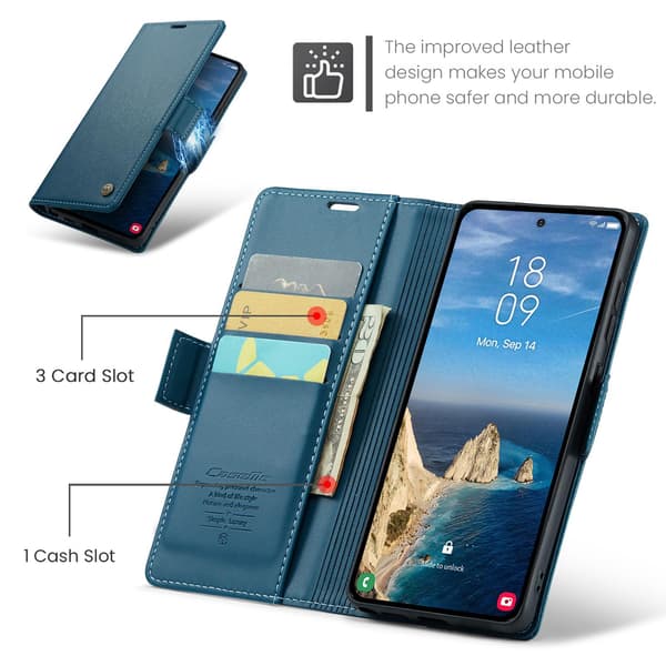 CASEME Samsung Galaxy S26 Ultra Fodral RFID Läder Blå