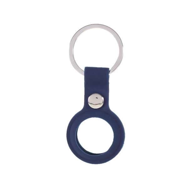 Apple AirTag Hållare  Nyckelring Med Knäppe I Silikon - Mörk Blå DarkBlue Mörk Blå