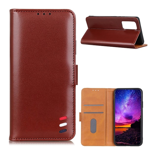 OnePlus 9 Pro - Tri-Color Läder Fodral - Brun Brown Brun