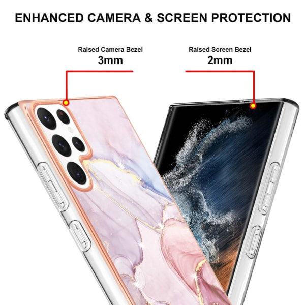 Samsung Galaxy S23 Ultra Skal Marmor TPU Roséguld