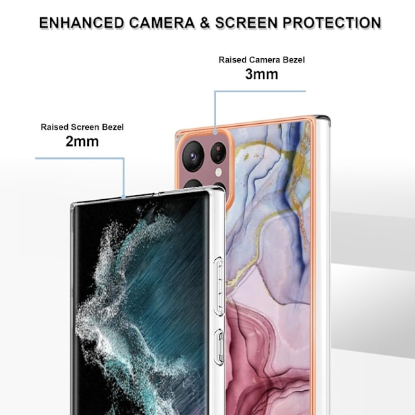 Samsung Galaxy S23 Ultra Skal Marmor TPU Roséguld