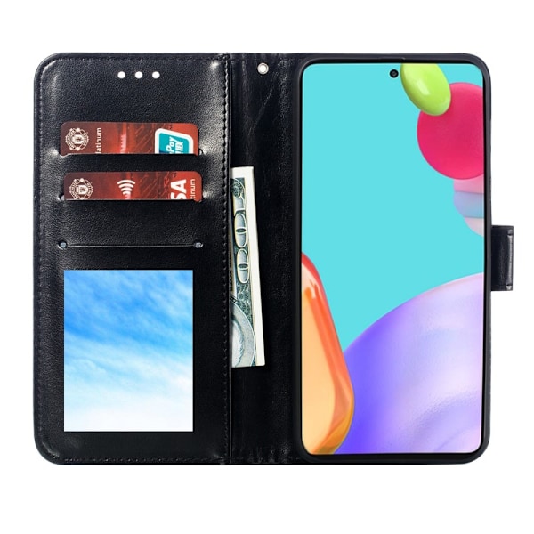 Samsung Galaxy A52 / A52s - Mandala Läder Fodral - Svart Black Svart