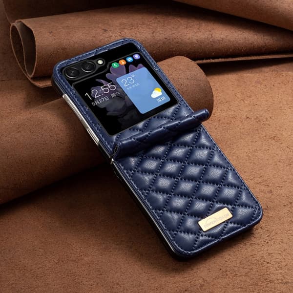 BINFEN Galaxy Z Flip 5 Skal Diamond Textur Blå