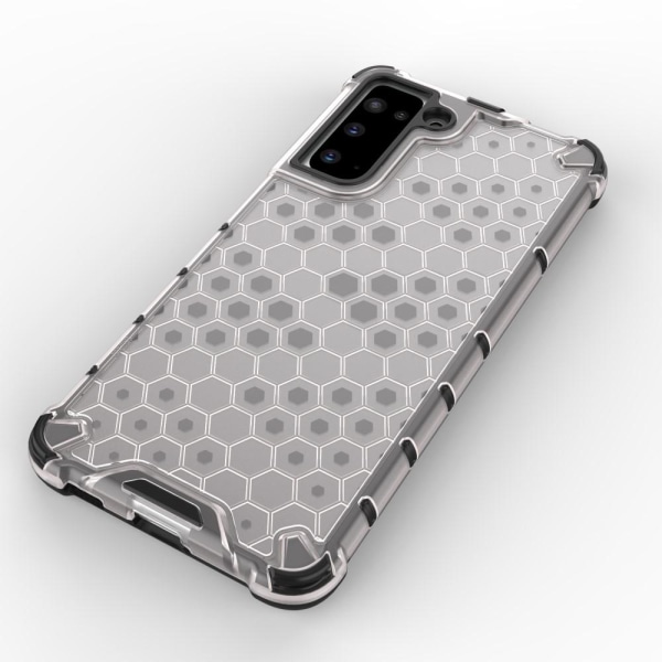 Samsung Galaxy S21 - Armor Honeycomb Textur Skal - Transparant Grey Grå