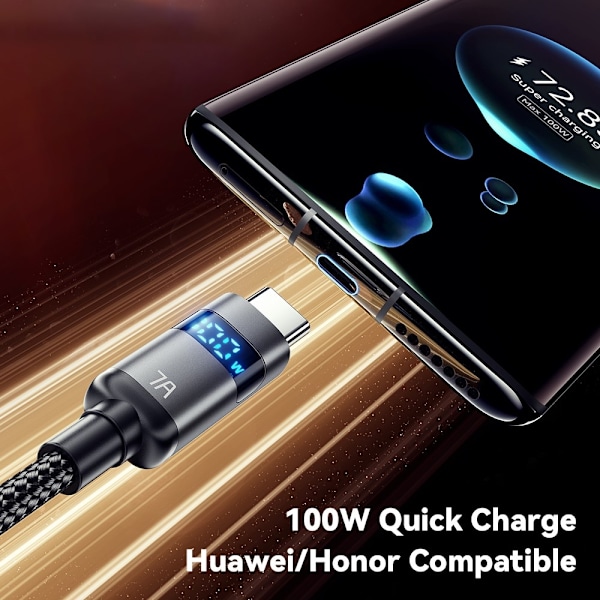 ESSAGER 2 m 100W 7A USB-C Laddningskabel Svart