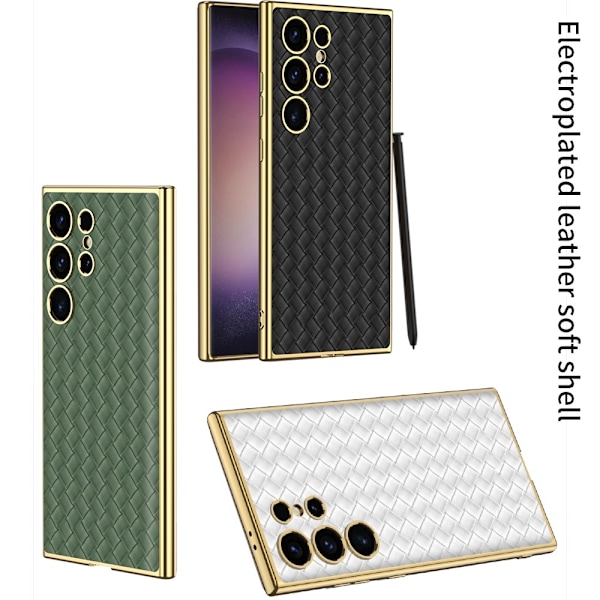 GKK Galaxy S24 Ultra Skal Vävd Hybrid Läder Grön