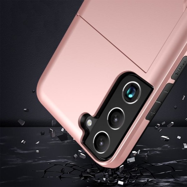 Samsung Galaxy S22 Skal Hybrid Kortfack Roséguld