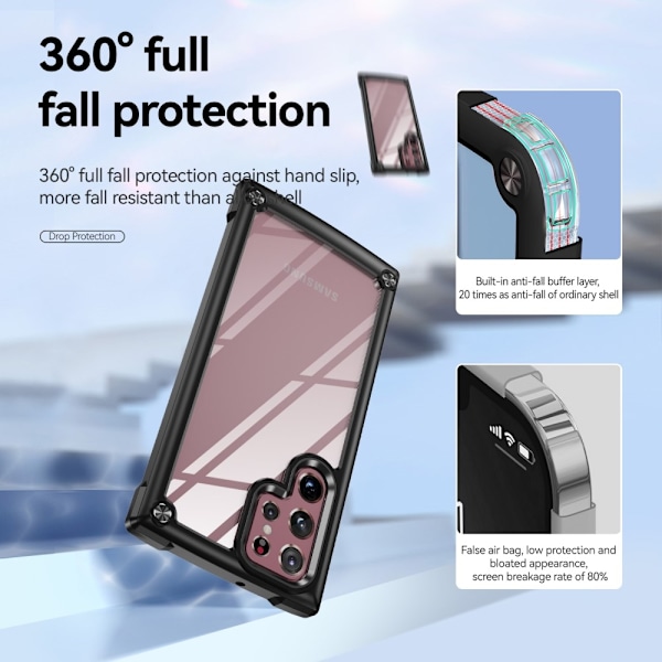 Samsung Galaxy S23 Ultra Skal Shockproof Hybrid Svart