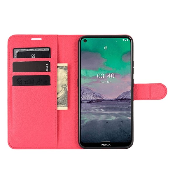 Nokia 3.4 - Litchi Läder Fodral - Röd Red Röd
