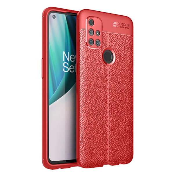 OnePlus Nord N10 5G - Litchi Textur Skal - Röd Red Röd