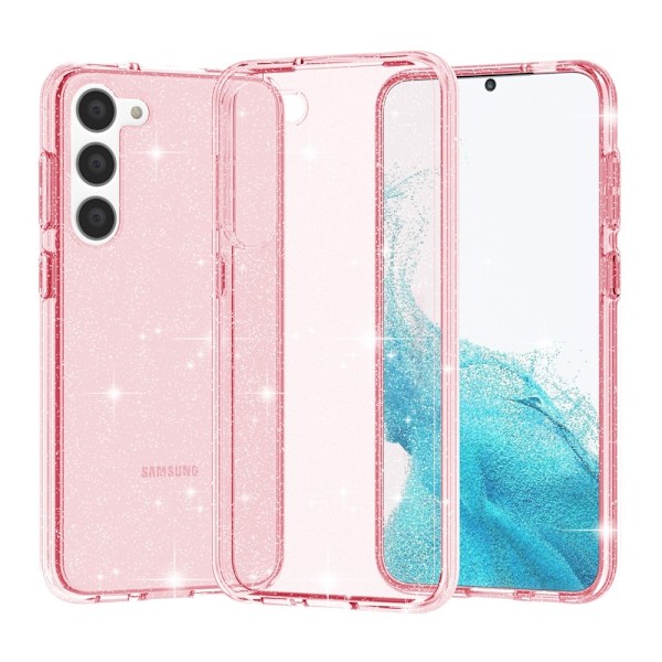 Samsung Galaxy S23 Skal Glitter Hybrid Rosa