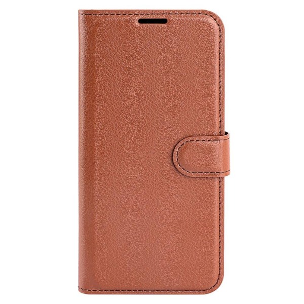 iPhone 15 Fodral Litchi Textur Brun