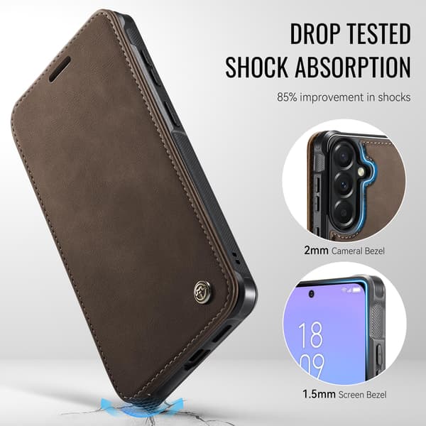 CASEME Samsung Galaxy A18/A17/A16/A26 Skal RFID Plånbok Brun