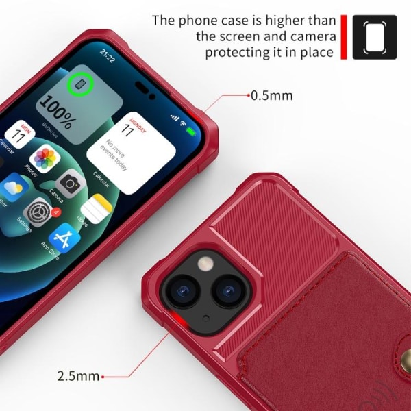 iPhone 14 Plus Skal Med Magnetiskt Plånbok Röd