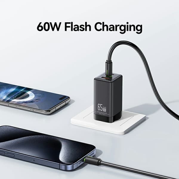 USAMS 1m 60W USB-C - USB-C Kabel Vit