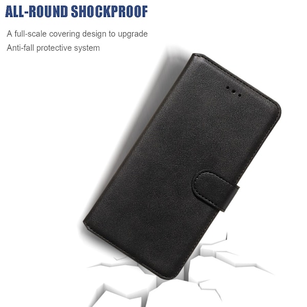 iPhone X/Xs - Solid Läder Fodral - Svart Black Svart