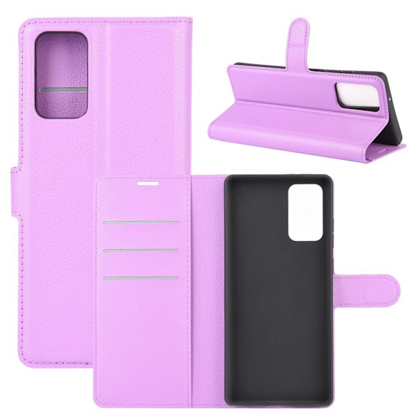 Samsung Galaxy Note 20 - Litchi Plånboksfodral - Lila Purple Lila