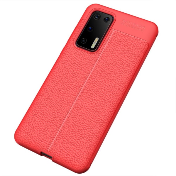 Huawei P40 - Litchi Textur Skal - Röd Red Röd