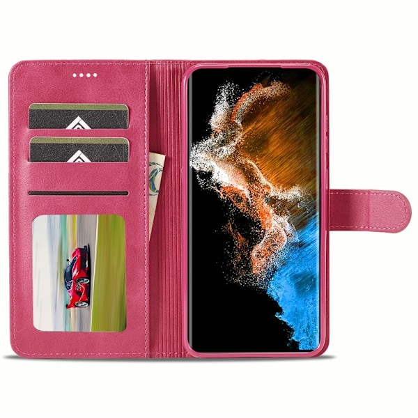 LC.IMEEKE Samsung Galaxy S24 Plus Fodral Läder Rosa/Röd