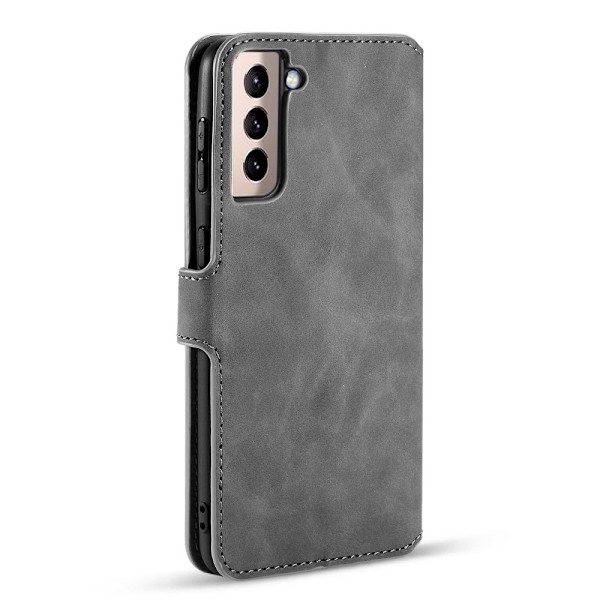 Samsung Galaxy S21 - DG.MING Retro Läder Fodral - Grå Grey Grå