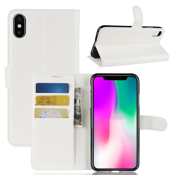 iPhone XR - Litchi Plånboksfodral - Vit White Vit