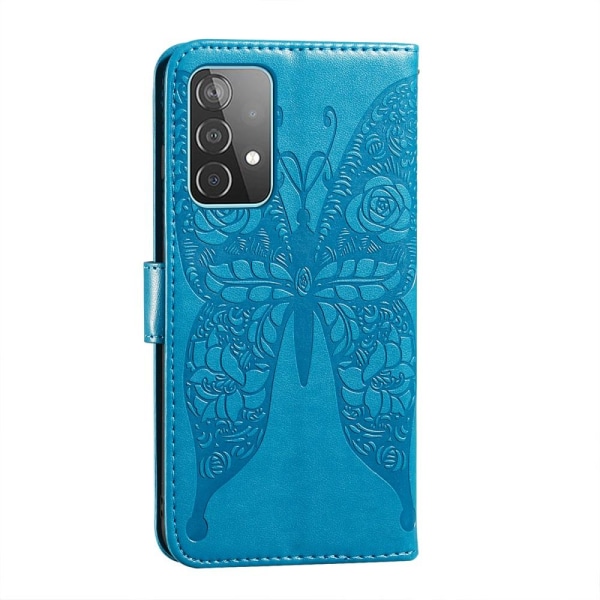 Samsung Galaxy A52 / A52s - Fjäril Textur Fodral - Blå Blue Blå