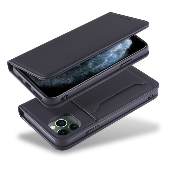 iPhone 11 Pro Max - Silkeslent Flip Fodral Med Kickstand - Svart Black Svart
