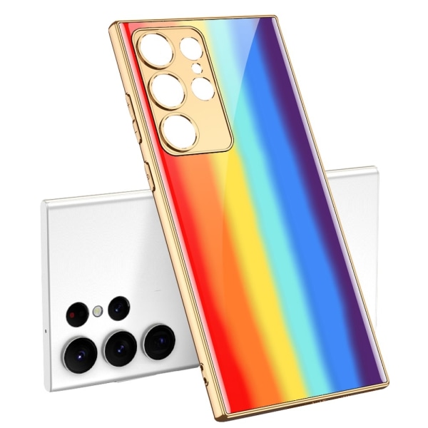 GKK Galaxy S24 Ultra Skal Härdat Glas Electroplate Rainbow