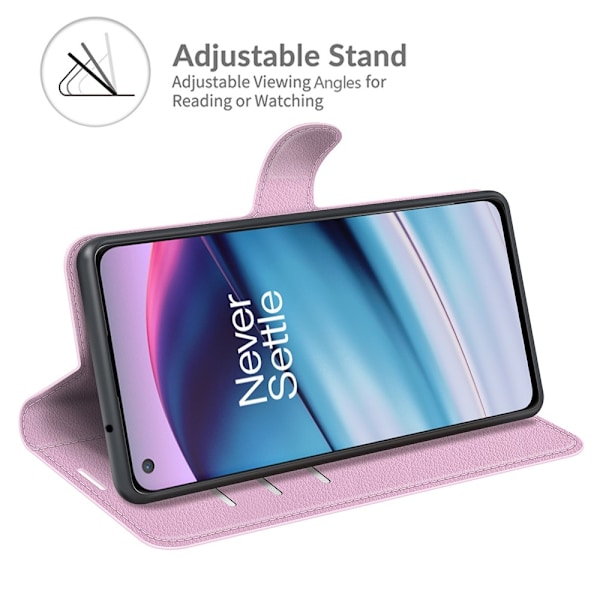 OnePlus Nord CE 5G - Litchi Läder Fodral - Ljus Rosa