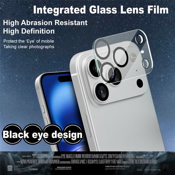 IMAK iPhone 17 Pro Max Linsskydd Black Rings Härdat Glas