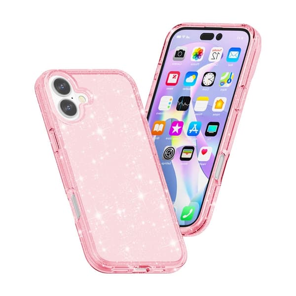 iPhone 17 Skal Hybrid Glitter Rosa