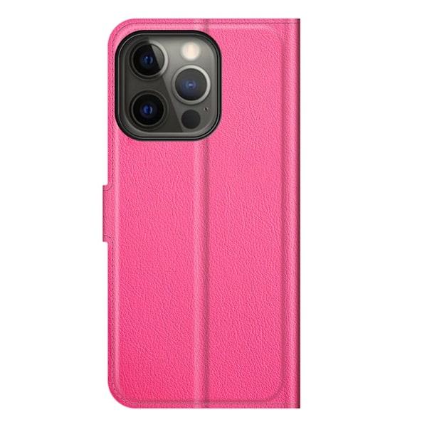 iPhone 13 Pro Max - Litchi Slim Läder Fodral - Rosa