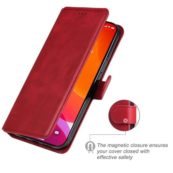 iPhone 13 Pro Max Fodral Läder Röd Röd