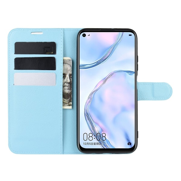 Huawei P40 Lite - Litchi Plånboksfodral - Ljus Blå LightBlue Ljus Blå