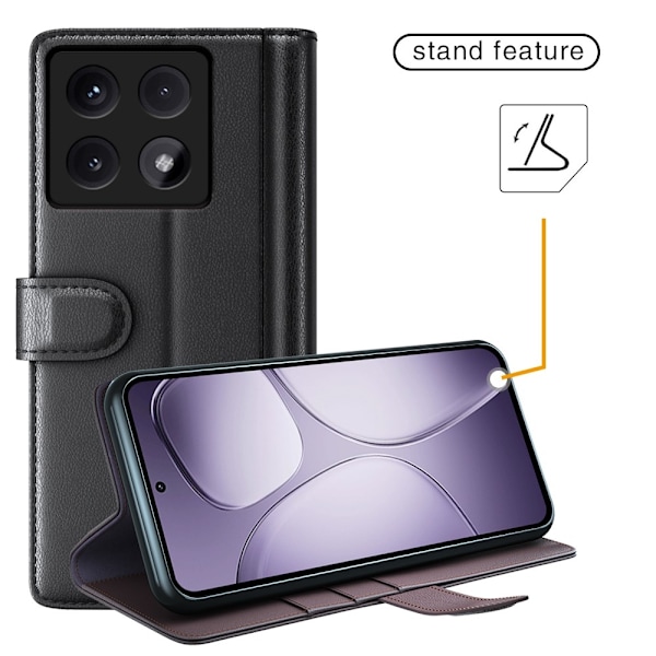 Xiaomi 14T Pro Fodral Premium Äkta Läder Svart