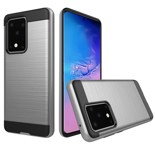 Samsung Galaxy S20 Ultra - Brushed Hybrid Skal - Silver Silver Silver