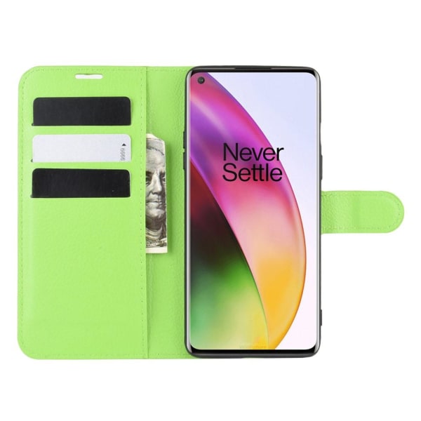 OnePlus 8 - Litchi Plånboksfodral - Grön Grön