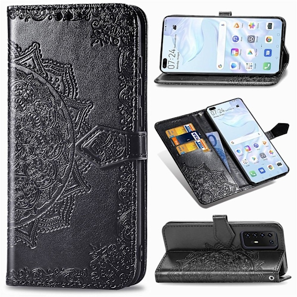 Huawei P40 Pro - Mandala Plånboksfodral - Svart Black Svart