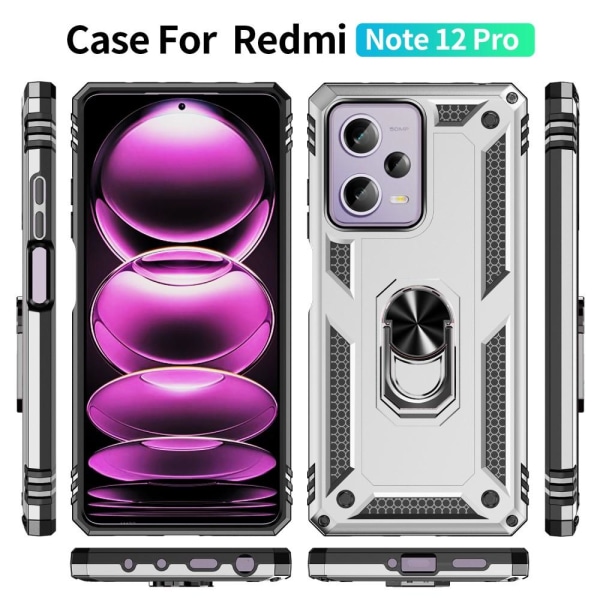 Xiaomi Redmi Note 12 Pro 5G Skal Ring Armor Hybrid Silver