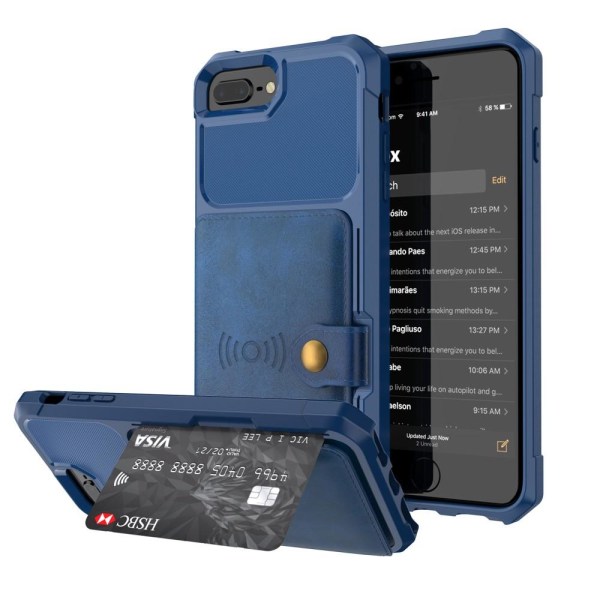 iPhone 6/6S/7/8 Plus - Skal Med Magnetiskt Plånbok - Blå Blue Blå