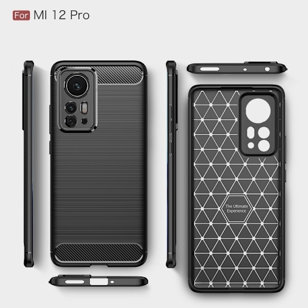 Xiaomi 12 Pro Skal Borstad Stål Textur Svart