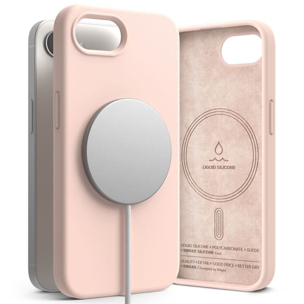 Ringke iPhone 17e / 16e Skal MagSafe Silikon Pink Sand