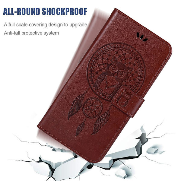 Xiaomi Redmi 9T - Dream Catcher Läder Fodral - Brun Brown Brun