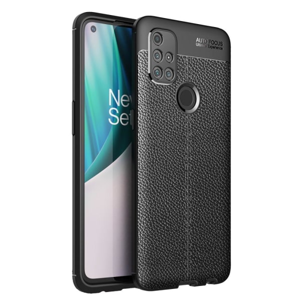 OnePlus Nord N10 5G - Litchi Textur Skal - Svart Black Svart