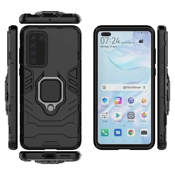 Huawei P40 - Hybrid Ring Skal - Svart Black Svart
