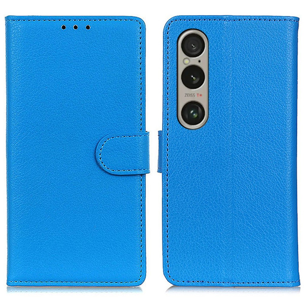 Sony Xperia 1 VI Litchi Läder Fodral Blå